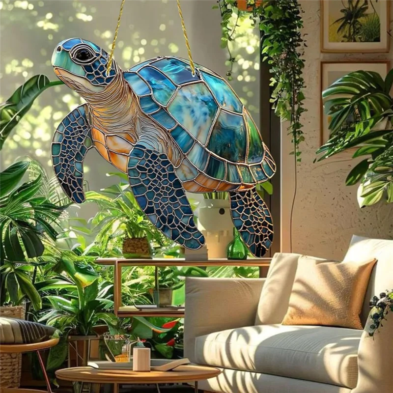 

ABMH-6PCS Lucky Turtle Suncatchers For Window Hanging Turtle Sun Catchers For Indoor Outdoor Window Suncatchers Hanging