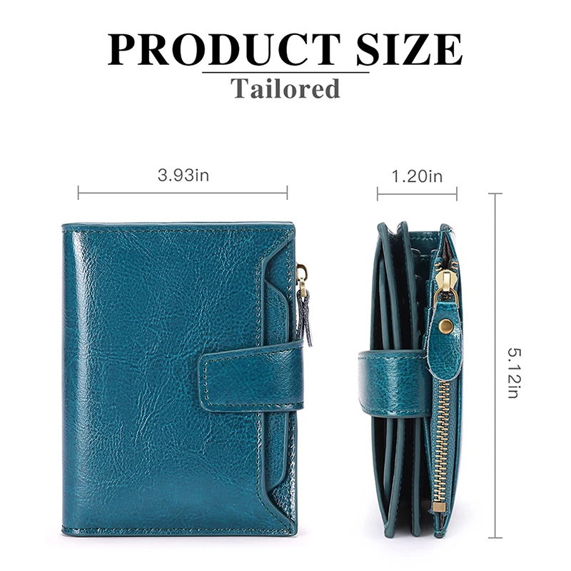 Women's Genuine Leather Short Wallet with Zipper - Kpop Style Coin