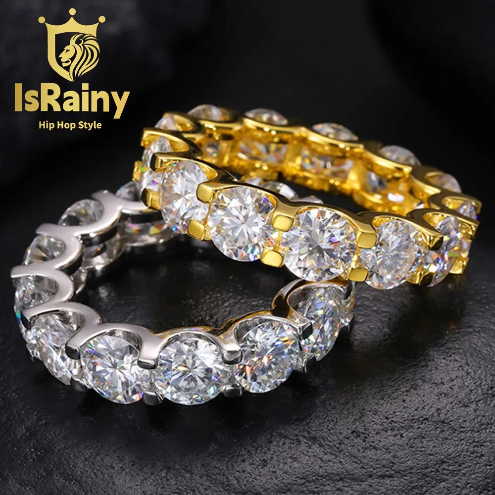 

IsRainy Hip Hop Rock 925 Sterling Silver VVS1 D Color Real GRA Moissanite Diamonds Luxury Ring Band Men Fine Jewelry Pass Test