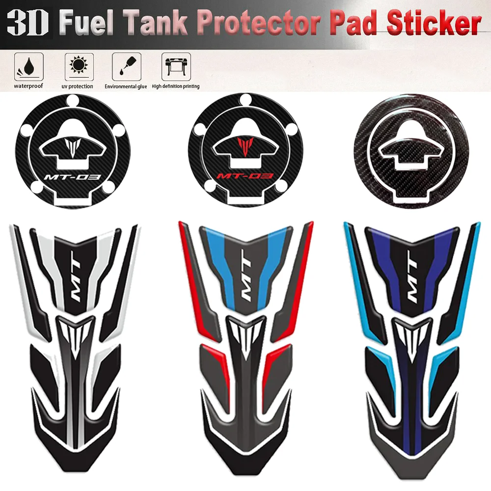 For Yamaha MT03 Tank Pad Covers Protector Stickers Fueltank Gasoline Decals Fairing Motorcycle Accessories MT 03 2018 2023 2024