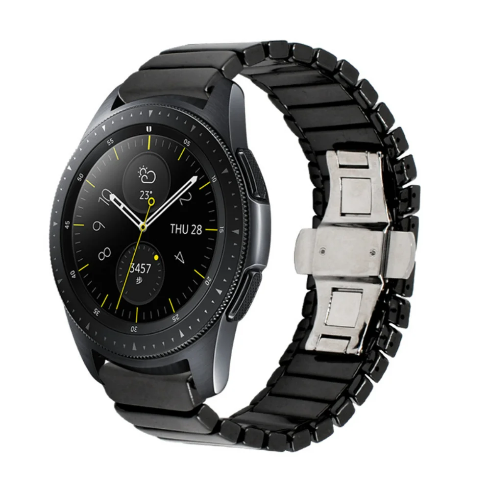 22mm 20mm Ceramic Strap for Samsung Galaxy Watch 3/4/Classic/5/Pro/Gear S3 Butterfly Buckle Wristband for Huawei Watch 3/GT2 Pro