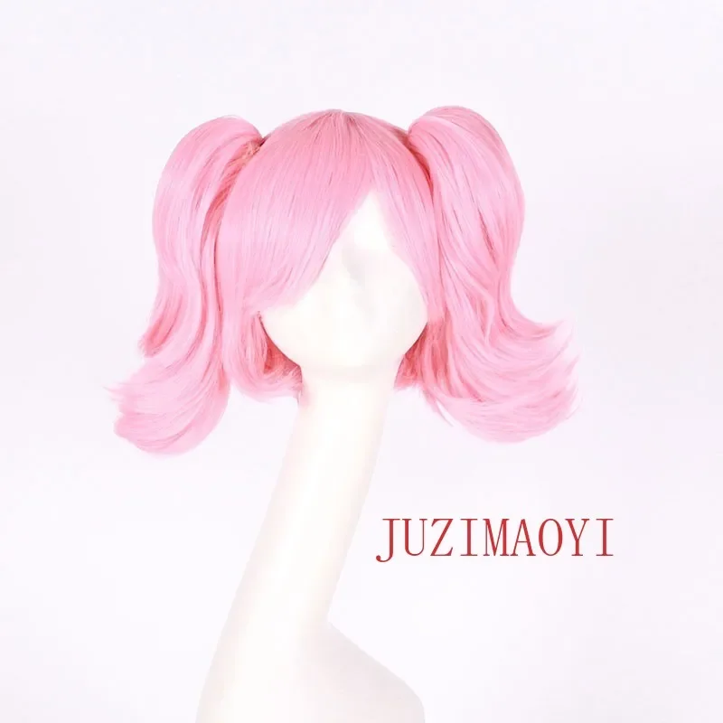 HN8 Kaname Madoka شعر مستعار وردي قصير 30 سنتيمتر ذيل حصان مزدوج تأثيري أنيمي شعر مستعار اصطناعي جميل مقاومة للحرارة الشعر Halloween8...Gf #6