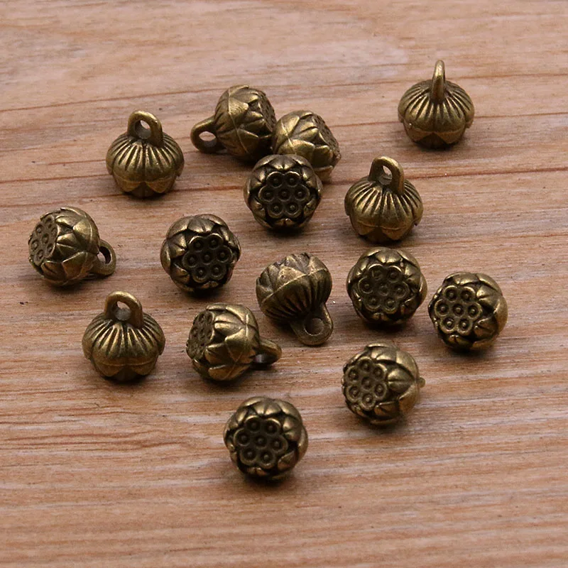 20PCS 8*9mm Metal Alloy 2 Color 3D Lotus Flower Charms Plant Pendants For DIY Necklace Bracelet Jewelry Making Findings