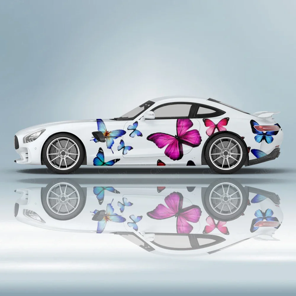 Butterfly Color Car Sticker Side Car Wrap Vehicle Side Graphic Vinyl Pattern DIY Auto Accessories Decal sticker Decoration