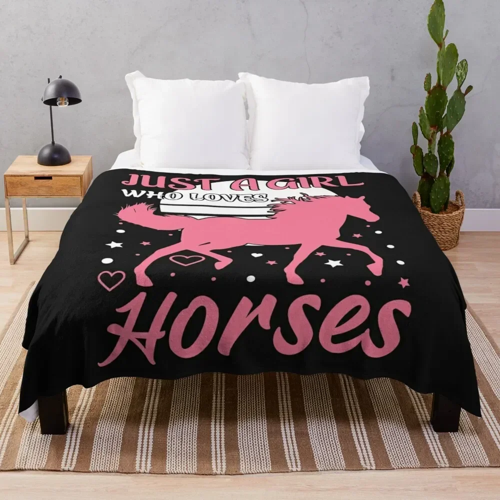 

Just A Girl Who Loves Horses Throw Blanket Soft Plush Plaid cosplay anime Blankets