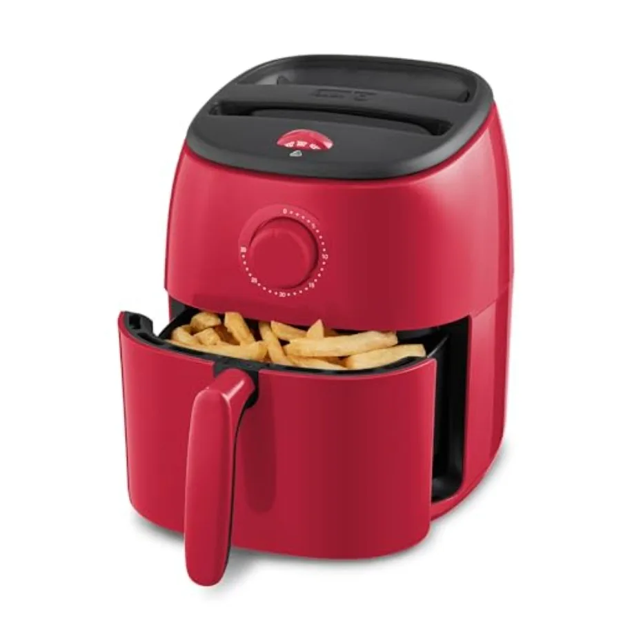 

Compact Red Air Fryer with Tasti-Crisp Technology and Nonstick Fry Basket - 2.6 Quarts - Adjustable Temperature Control - Auto