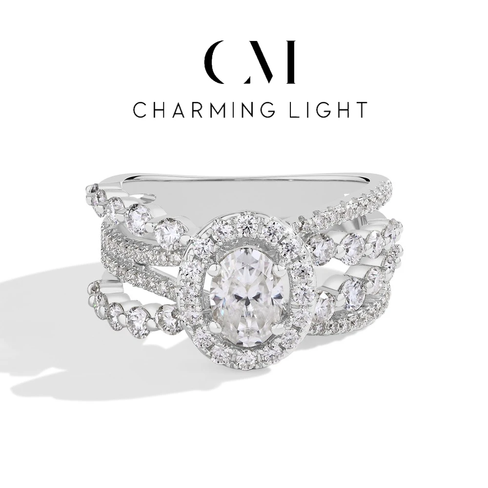 

CHARMING 1.0CT Full Moissanite Wedding Band Ring Lab Diamond S925 Sterling Silver Engagement Rings For Women Fine Jewelry Gifts