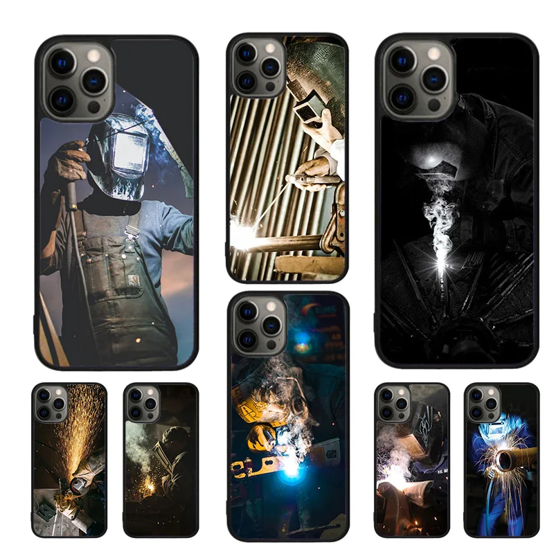 Welder Welding Hot Metal Worker Phone Case For iPhone 16 15 14 11 12 13 mini Pro  XR XS MAX Plus coque Cover Shell