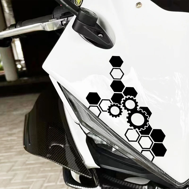 1PC Honeycomb Gear Motorcycle Stickers Refit Motorbike Fairing Fuel Tank Scooter Body Deocr Waterproof DIY Helmet Vinyl Decals