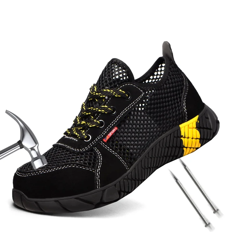 

Мужские повседневные дышащие стальные носки, рабочая обувь, летние защитные ботинки, рабочие кроссовки, защитная обувь