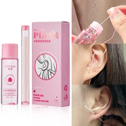 Pierced Ear Cleaning Set Solution Peach Flavor Floss Cotton Thread Ear Hole Aftercare Tool Kit Disposable Earrings Hole Cleaner