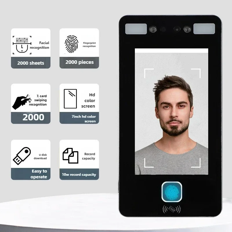 Excellent 7-Inch All-in-One Dynamic Facial Recognition Access Control System with Intelligent Lock Fingerprint & Face Identifica