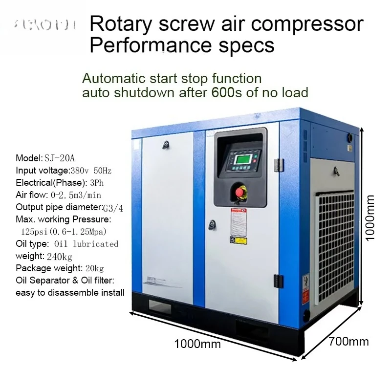 Mobile Fixed Speed Frequency Direct Drive Compresor air Compressor 15kw Electric Silent Type Rotary Screw Air Compressor