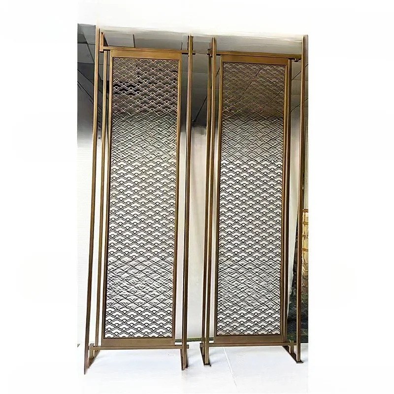

Hotel Fish Scale Stainless Steel Screen, Decorative Auspicious Cloud Metal Grid, New Chinese Style Hollow Partition