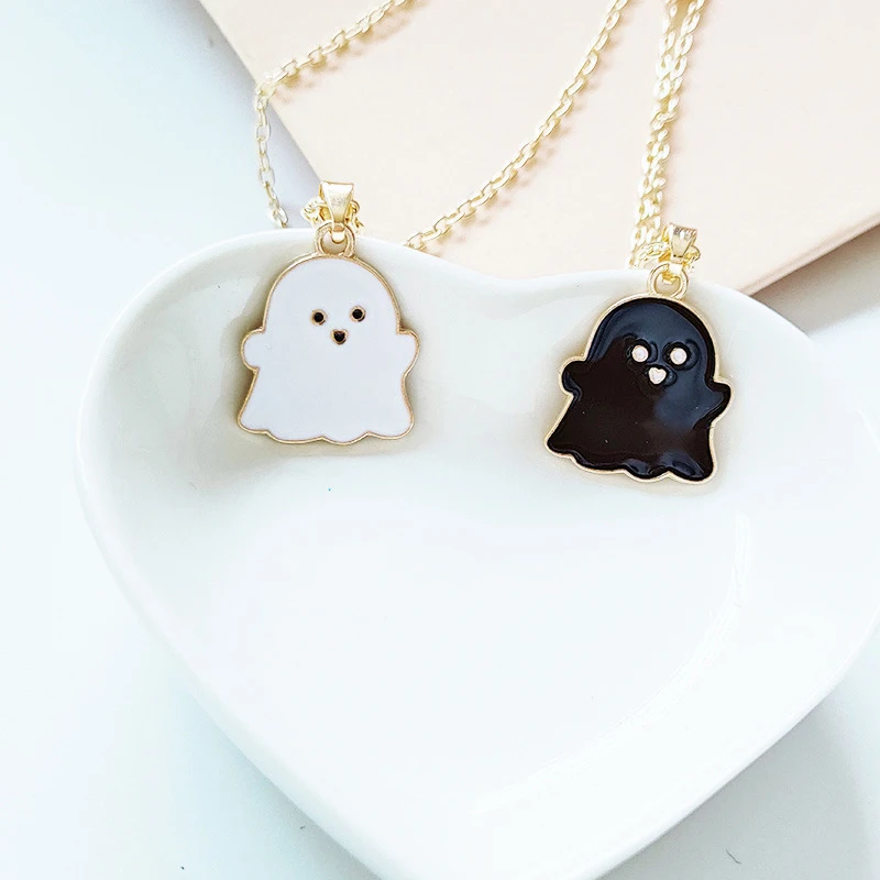 لطيف الكرتون زوجين قلادة القلائد ، شبح جميل ، الصداقة القلائد ، موضة مجوهرات لأفضل صديق ، الرجال والنساء ، هالوين هدية #4