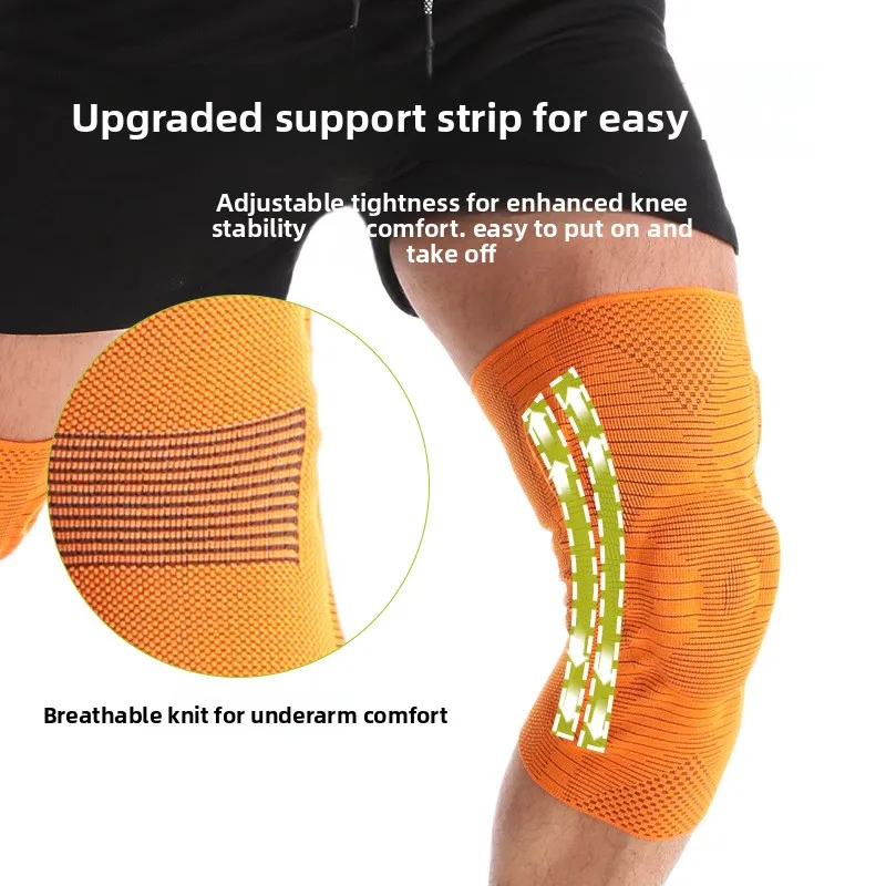 Knitted Compression Flat Spring Support Knee Pads with Silicone Non Slip for Running Basketball Volleyball Mountaineering Fitnes