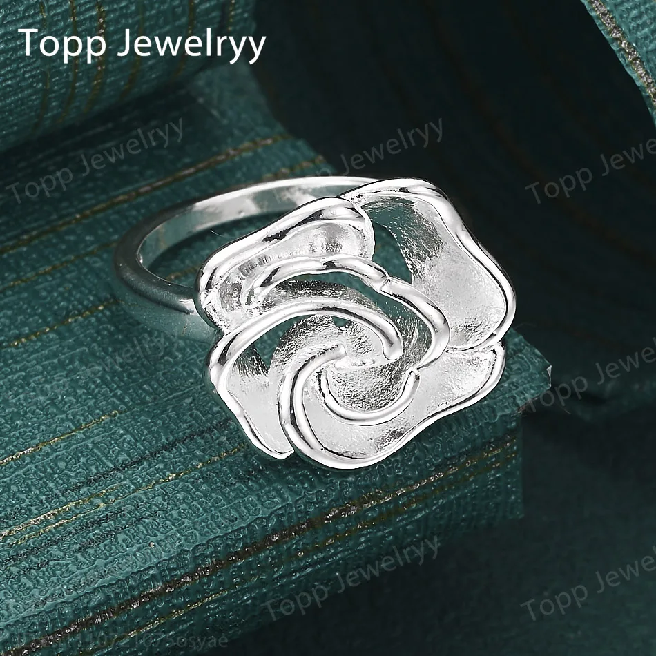 Charm 925 Sterling Silver 7-10# Luxury Engraved Flower Ring Women Fashion Elegant Birthday Gift Party Jewelry
