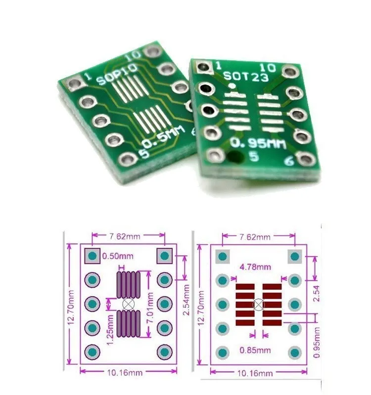 10pcs SOP Patch Adapter Board SOP8 SOP10 SOP16 SOP28 TQFP QFN IC Test Board PCB Board