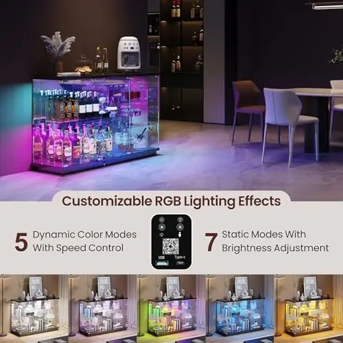 High Gloss Glass Display Cabinet with Lock & LED Light for Toys, White | Curio Cabinet with Human Body Sensor & Glass view 3