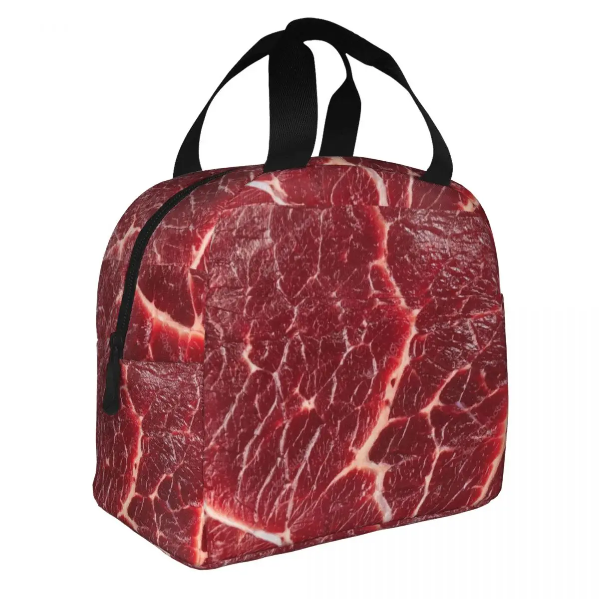 Steak Texture Insulated Lunch Bag Thermal Bag Lunch Container Large Tote Lunch Box Girl Boy College Outdoor