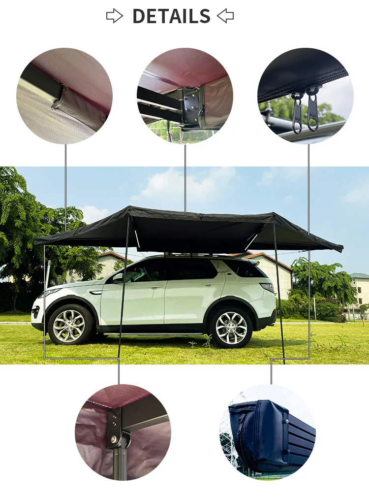 Tenda laterale per auto da 180 gradi 2m/2.5m 600D Impermeabile autoportante Baldacchino laterale per auto Tenda per veicolo Configurazione rapida espandibile