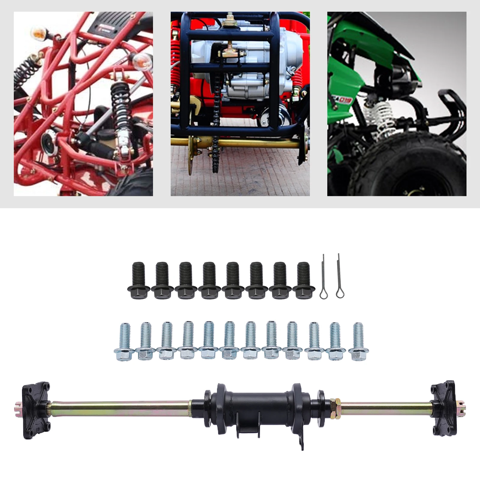

32 inch /81cm Black ATV Go-Kart Rear Axle Complete Assembly Kit for 110/150/200cc ATV Quad Bike Go Kart