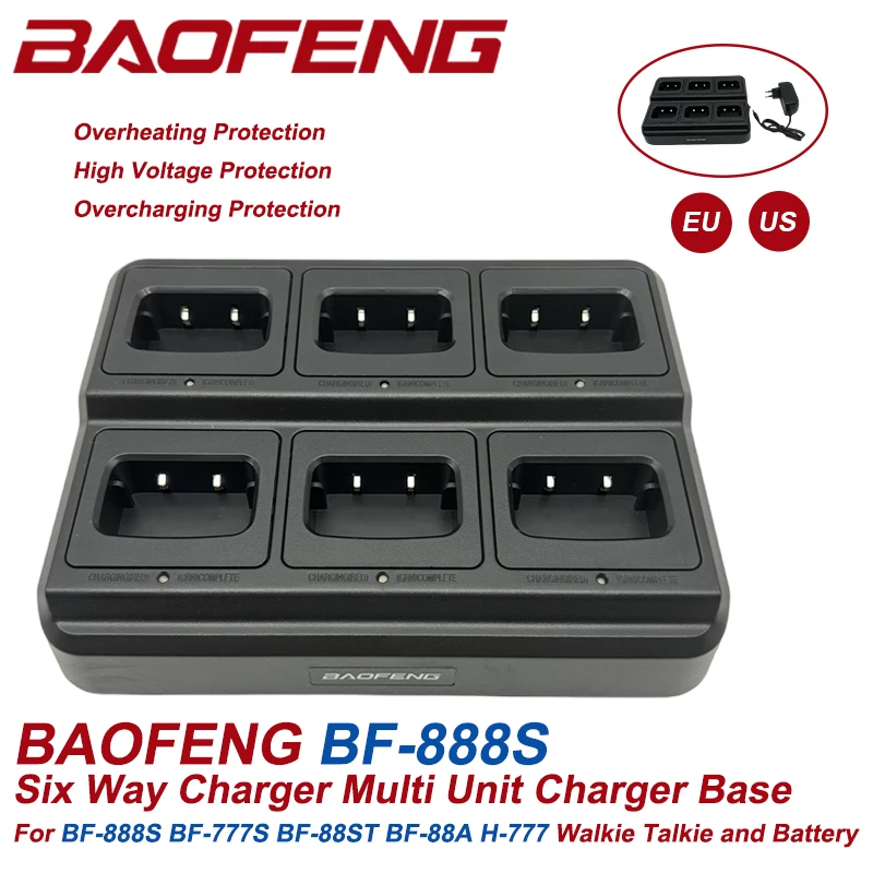 BAOFENG BF-888S Six Way Charger Multi Unit Charger Base For BF-888S BF-88ST BF-88A BF-777S H-777 Walkie Talkie and Battery