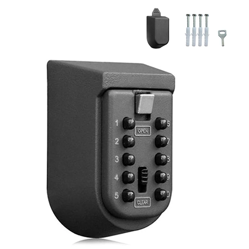 Wall Mounted Key Safe Box - Weatherproof 10-Digit Combination Lock, Anti-Theft Storage For Home & Outdoor Use