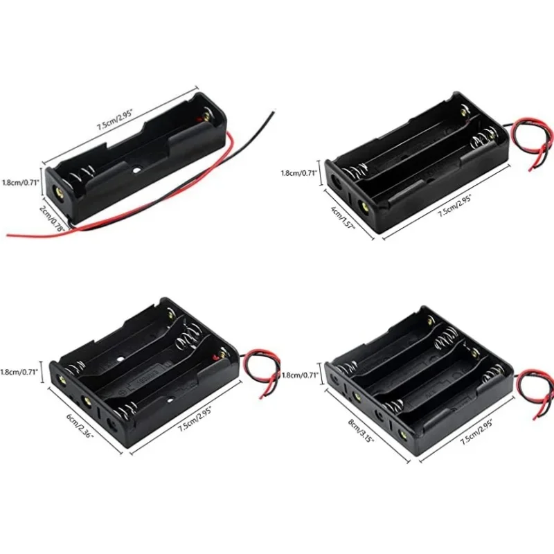 3.7V 18650 Battery Storage Box Case 1 2 3 4 Slot Way DIY Batteries Clip Holder Container With Wire Lead For 18650 Battery