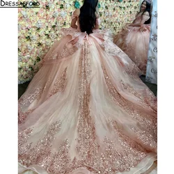 Pink Sweetheart Shiny Quinceanera Dress 2024 Ball Gown Crystal Flowers Beaded Party Sweet 16 Vestidos De 15 Años