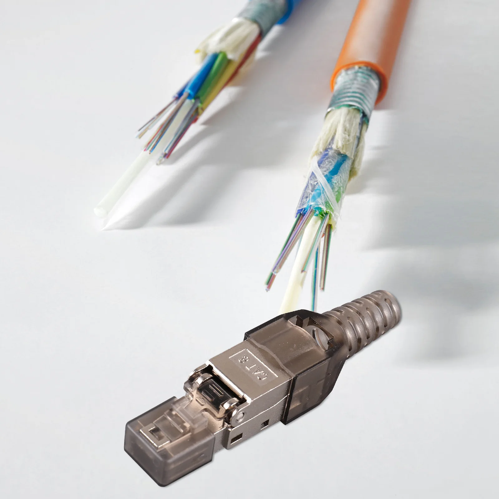 

Shielded Cat 8 Ethernet Connector Pass Through Modular Plug Tool-Free Installation Stable Signal Connectors