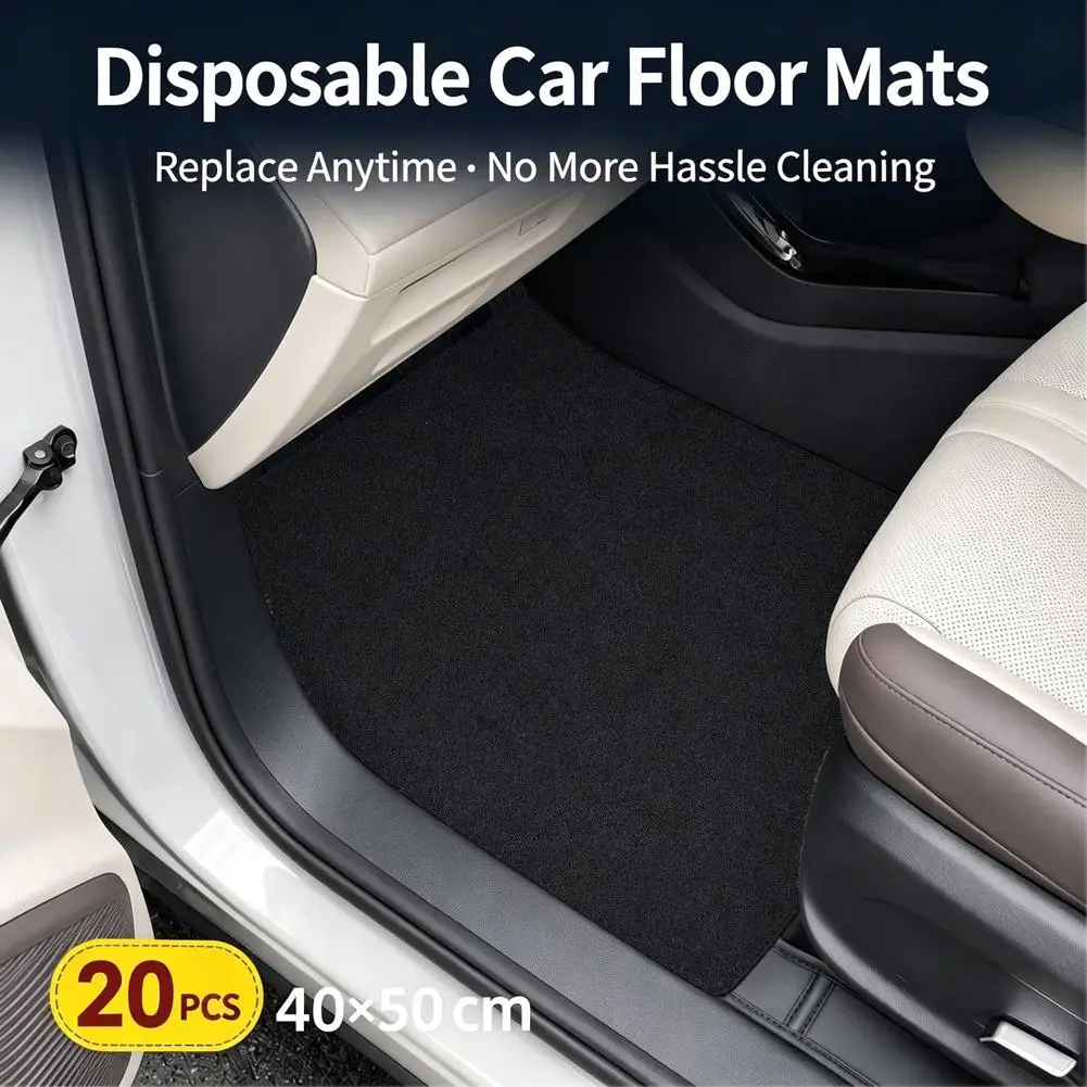 Einweg-Autofußmatten 50x40cm Universal Vliesstoff Saugfähige Auto-Fußpolster Schmutzabweisende Saubere Teppichauskleidungen Schwarz/Grau – Detail 16