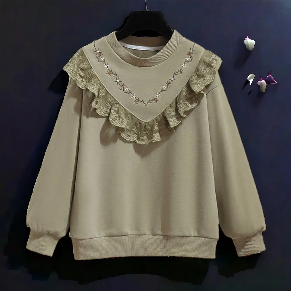 Baby Kids Outfits Floral Sweatshirts for Girl Shirts School Uniform Teens Lace Flower Children Clothes Tops 3 5 7 9 11 13 Years image 3