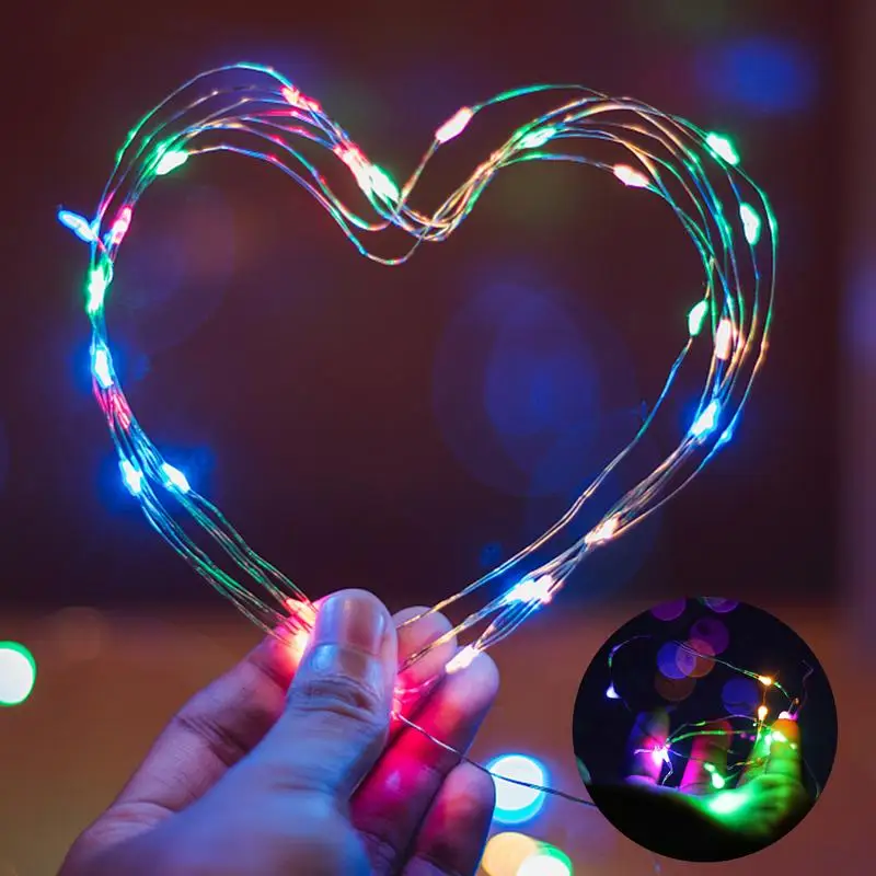 LED Copper Wire Light String Starry String Light Color Electronic Light Button Copper Wire Light Room Wedding Festival Decor