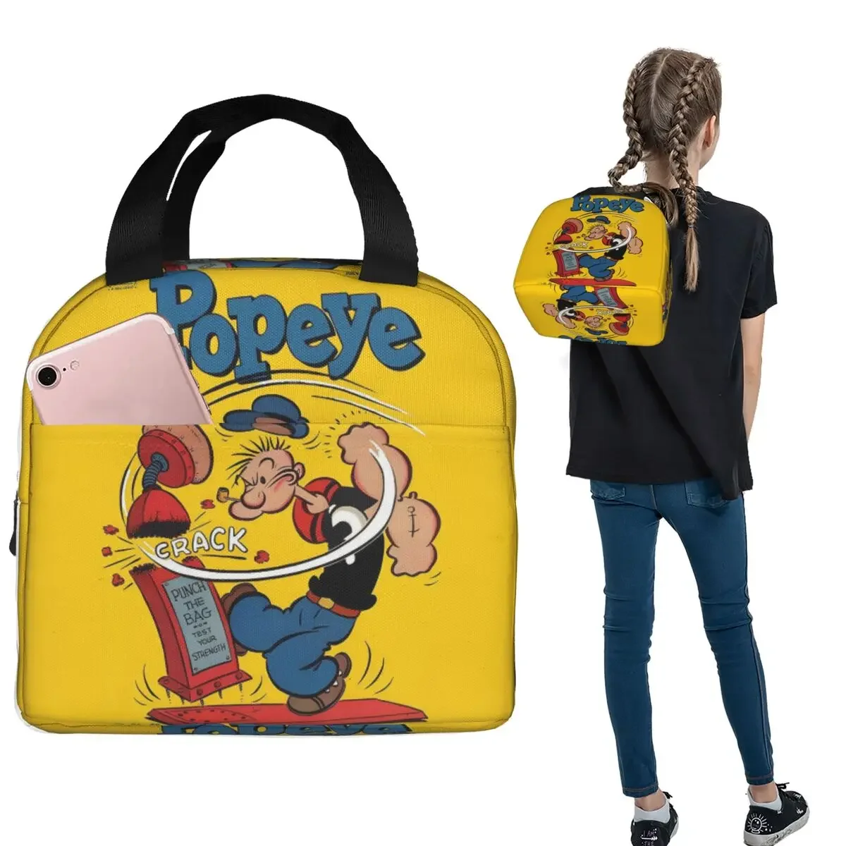 

Изолированная сумка для обеда с логотипом P-Popeye-S Spinach для женщин и детей, герметичные контейнеры для еды, термосумка для обеда
