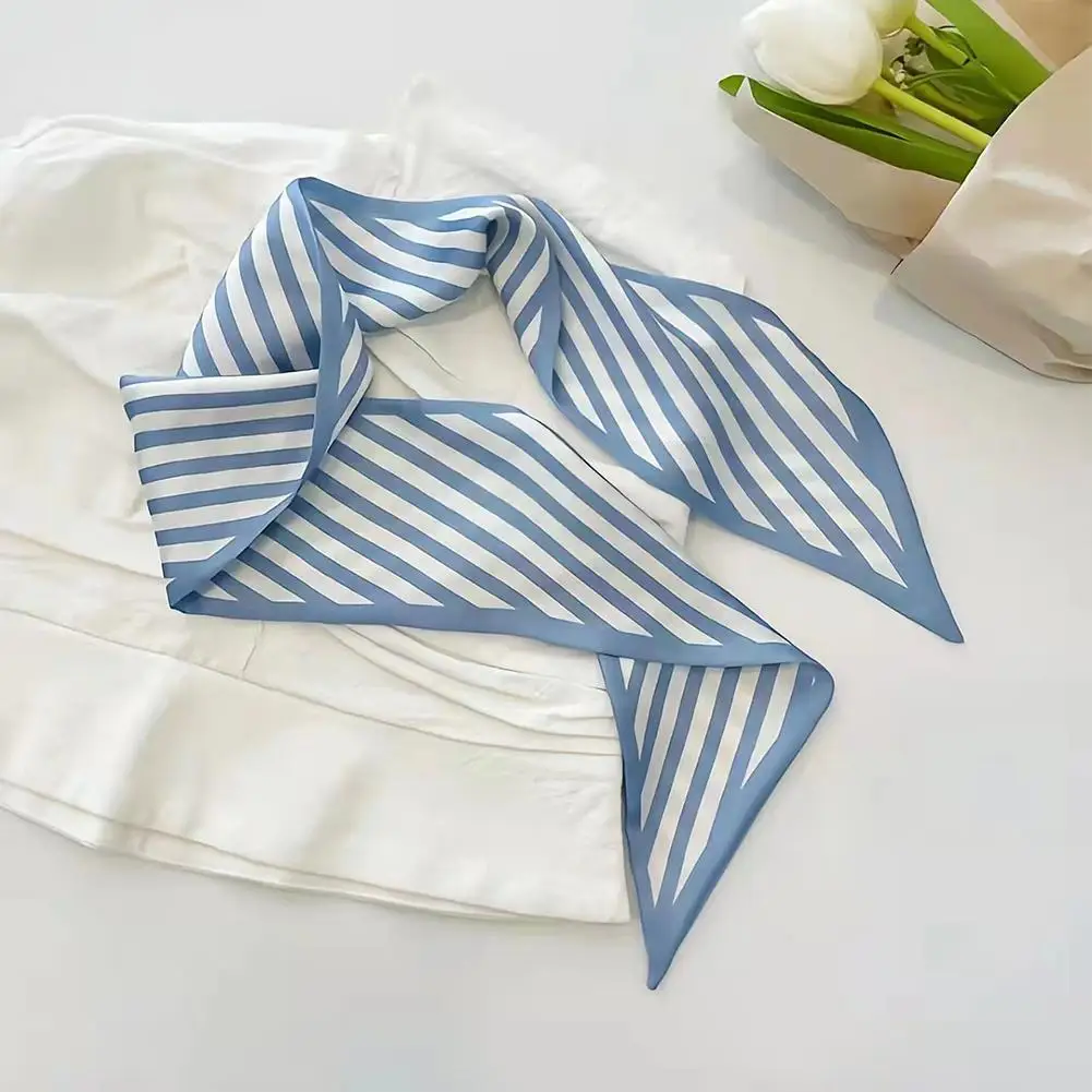 Fashion Silk Scarf Hair Band Long Ribbon Bow Korean Printing Letter Hair Scarf Women Ponytail Holder Hair Accessories