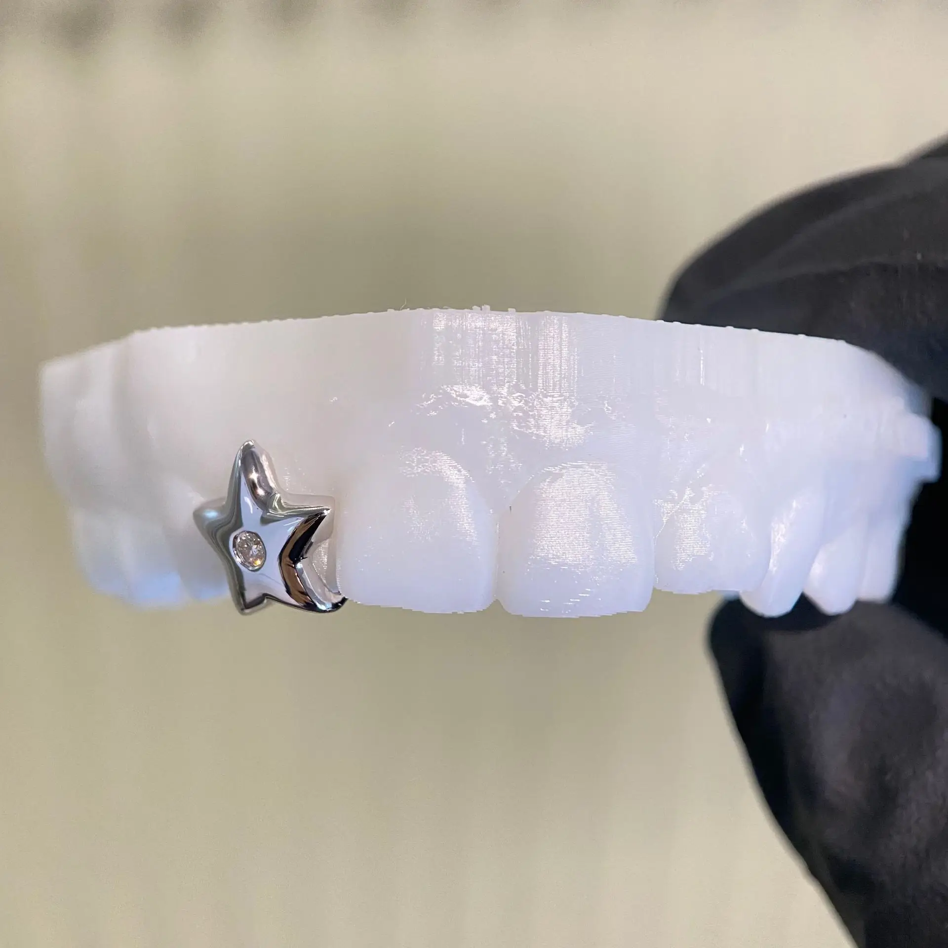 Single Five-pointed Star Center White Mozzarella Diamond Grill Top 1 European And American Cross-border Hot-selling Grillz