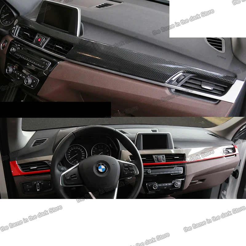 carbon fiber car dashboard trims decoration for Bmw X1 X2 F48 F39 2016 2017 2018 2019 2020 2021 accessories 2022 central console