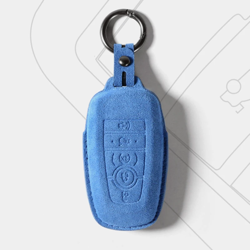 for Ford Mustang 2023 2022 2021 2020 2019 2018 2017 2016 2015 High end protective cover for suede car key case buckle