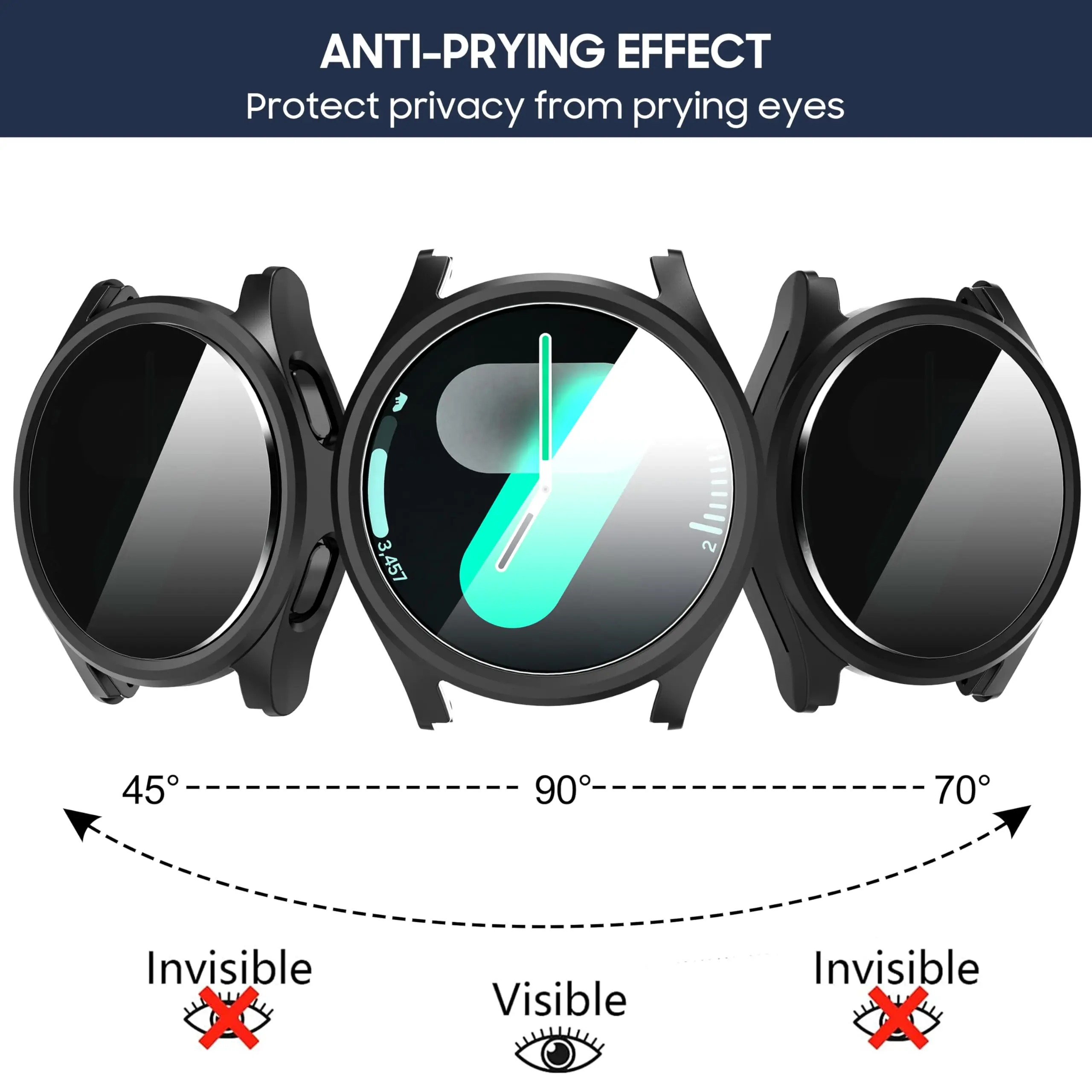 Tempered Glass+Privacy case for Samsung Galaxy watch 7 44mm 40mm PC Anti-Spy Shockproof Overall Protective Cover galaxy watch 6