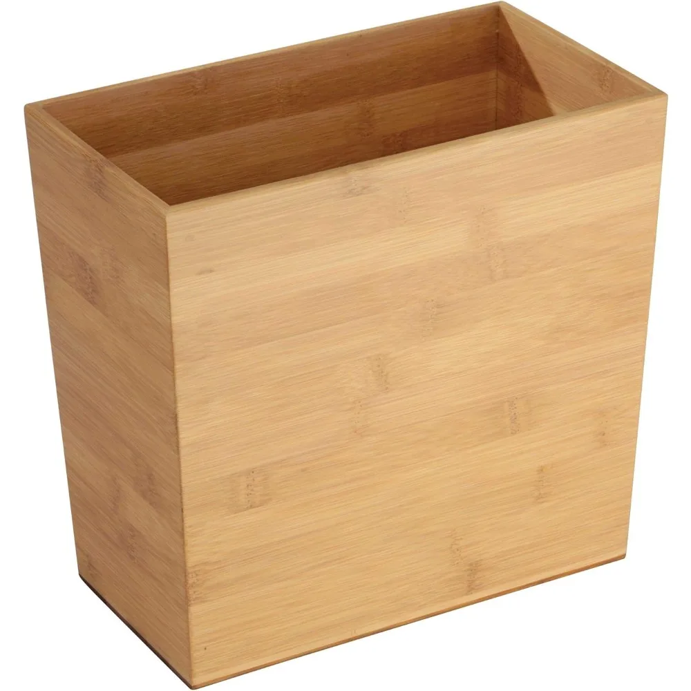 

iDesign Rectangular Bamboo Waste Basket, The Formbu Collection – 10.5" x 5.75" x 10”, Natural Wood Finish