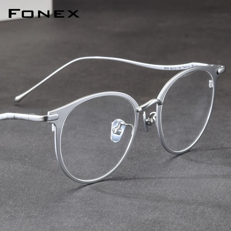 FONEX Pure Titanium Eyeglasses Frames Women Luxury Brand Design Retro Round Glasses Vintage Ultralight Japanese Eyewear 8509