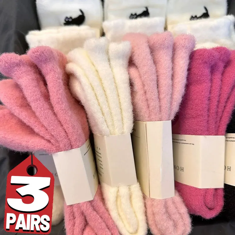 

Мягкие бархатные носки из норки для девочек, зимние теплые женские утолщенные носки с милым котом, волосатые носки для сна, уютные домашние носки для сна