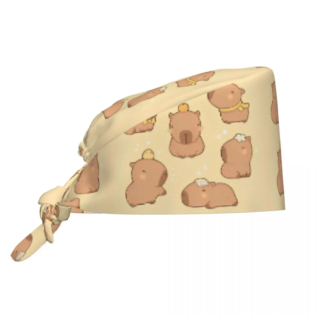 かわいいアニメカピバラオペレーター看護外科キャップ漫画ラボドクタースパ作業キャップ帽子ヴィンテージ男性女性スクラブキャップ