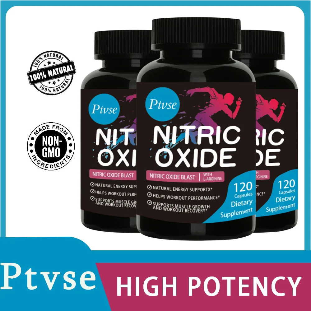 Nitric Oxide Supplement Capsules L Arginine 3X Strength Premium Muscle Supporting Nitric Booster for Strength & Energy