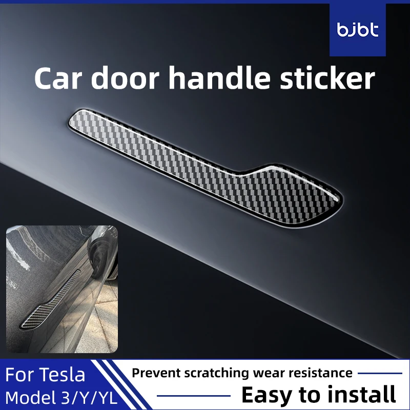 

BJBT For Tesla Model 3/Y/YL Highland Car Door Handle Decorative Strip Protector Sticker Decorative Stickers Accessories 4pcs ﻿