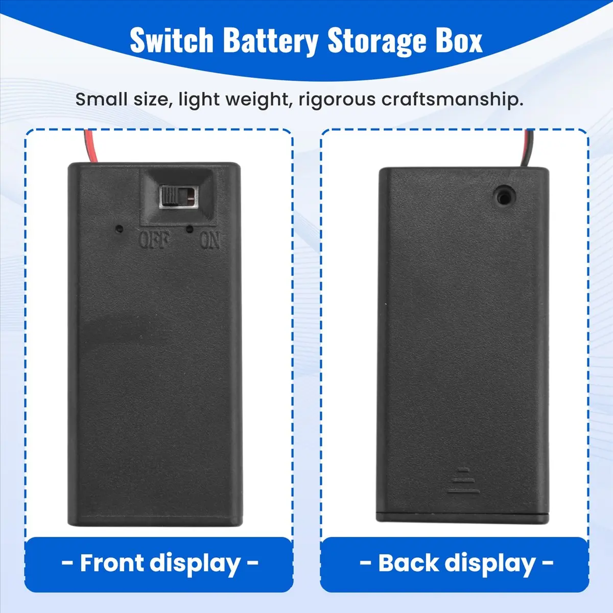 Delighted- Black Plastic Storage Pair SBH-9V Batteries Switch Battery Holder Case Box
