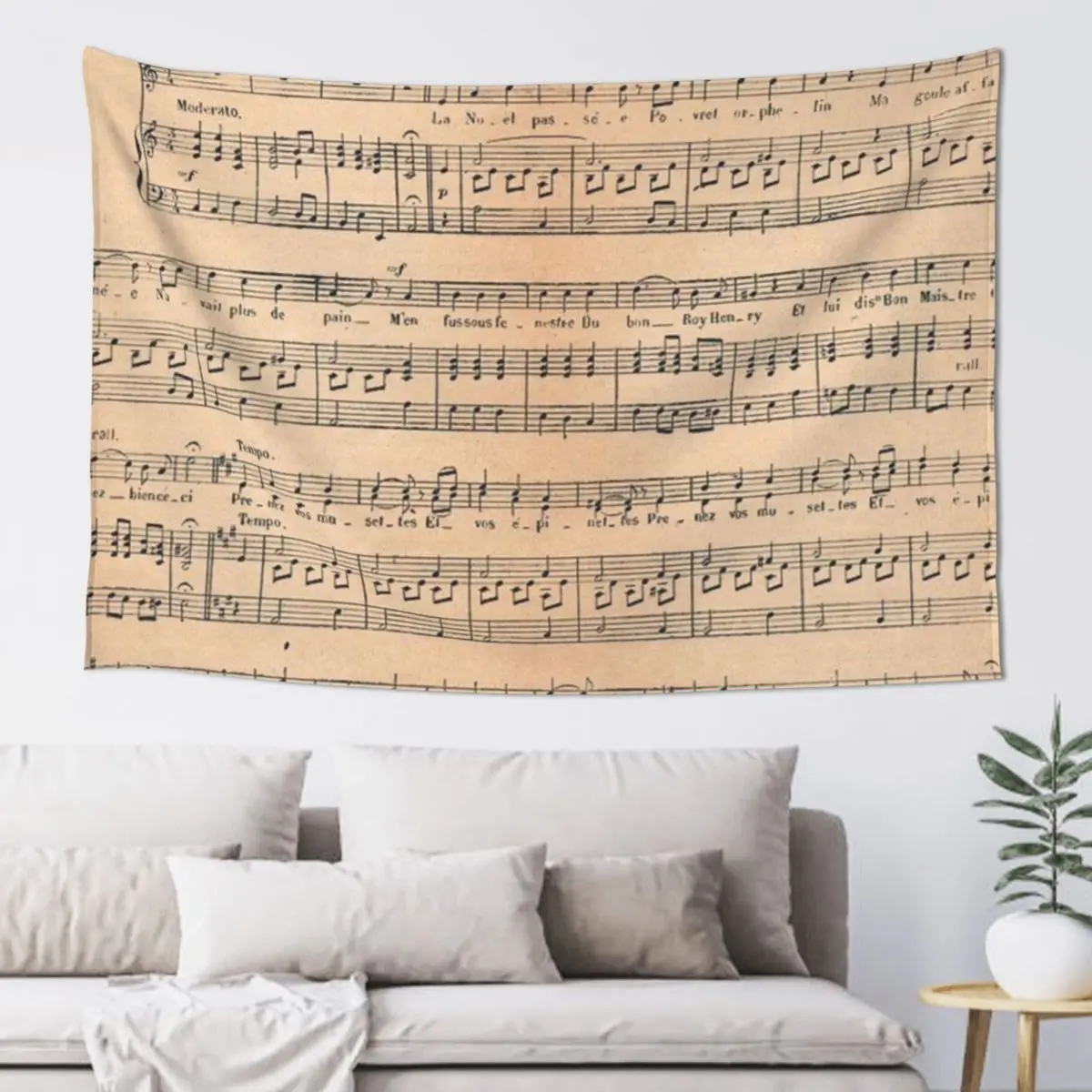 

Vintage french classical music sheet paper Tapestry Nordic Home Decor Wall Hanging Wall Tapestry