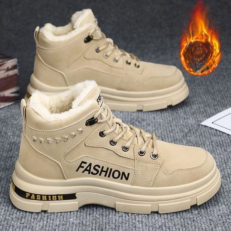 Stivali da neve da uomo alti addensati Stivali invernali in peluche caldi Stivaletti in cotone resistenti al freddo impermeabili antiscivolo Botas Para Hombre