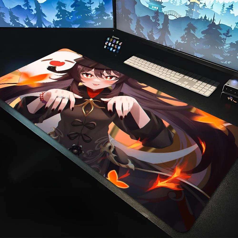 Genshin Impact Hu Tao Anime Mousepad Mouse Mat Desk Mat With Pad Gaming Accessories Prime Gaming XXL Keyboard Pad Padding Mat